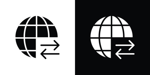 Import and export icon in flat black solid vector set