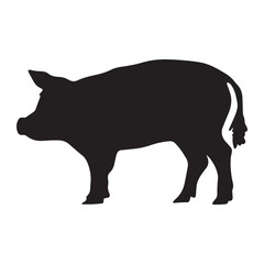 Sign pig black icon, flat style isolated icon silhouette vector art illustration on white background