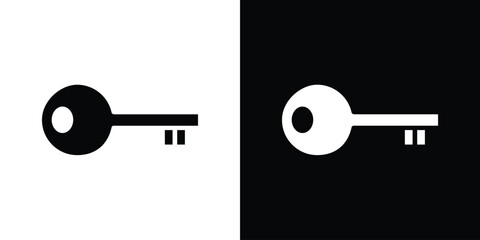 key icon in flat black solid vector set