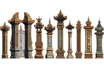 Fototapeta premium Collection of decorative gate models from Bali and Java, Indonesia