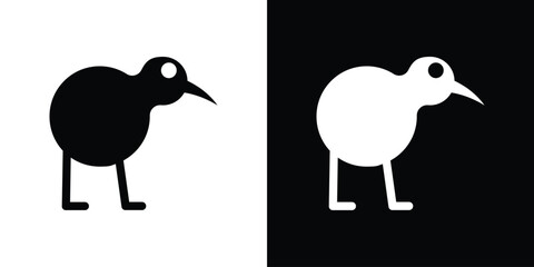 Kiwi bird icon in flat black solid vector set
