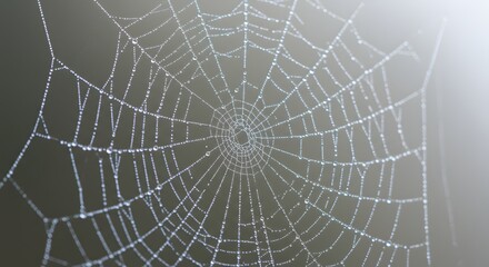 Obraz premium Intricate Spiderweb Glistening with Morning Dew A Close-Up Nature Photography
