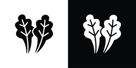 Lettuce icon in flat black solid vector set