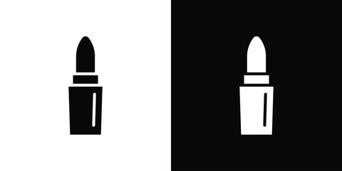 Obraz premium Lipstick icon in flat black solid vector set