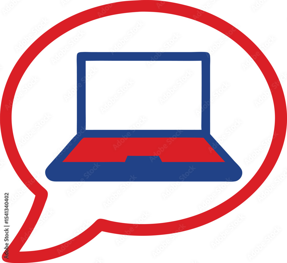 Aufkleber Laptop inside speech bubble icon suitable for communication and tech design projects
