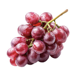 Close-up of fresh red grapes with water droplets on surface isolated on white background, detailed and vibrant, perfect for food and healthy lifestyle themes
