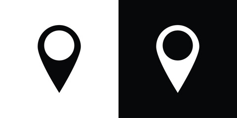 Map marker icon in flat black solid vector set