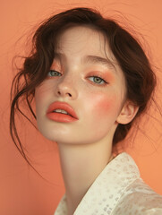 Rose-Orange Reverie in a Timeless Portrait Canvas