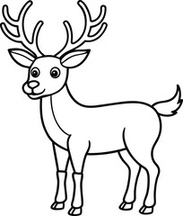 Obraz premium Reindeer Line Art Series Detailed Drawings of Caribou in Various Poses