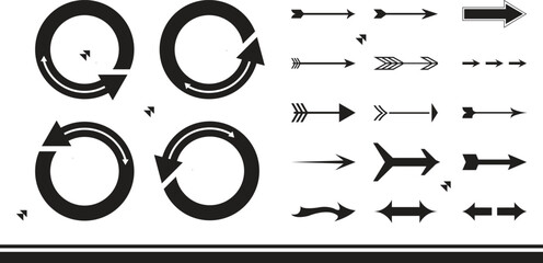 Set arrow icons. Collection different arrows sign. Set different cursor arrow direction symbols in flat style. Black arrows icons