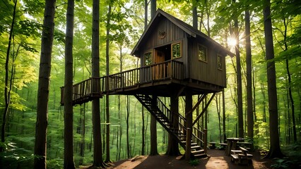 Enchanted Forest Treehouse A Secluded Escape in Nature's Embrace