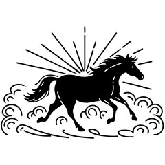 horse, animal, vector, illustration, stallion, silhouette, farm, running, black, mammal, run, equestrian, mane, equine, cartoon, pony, wild, mustang, gallop, art, nature, symbol, outline, design, mare