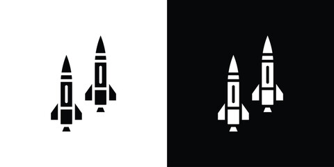 Missile icon in flat black solid vector set