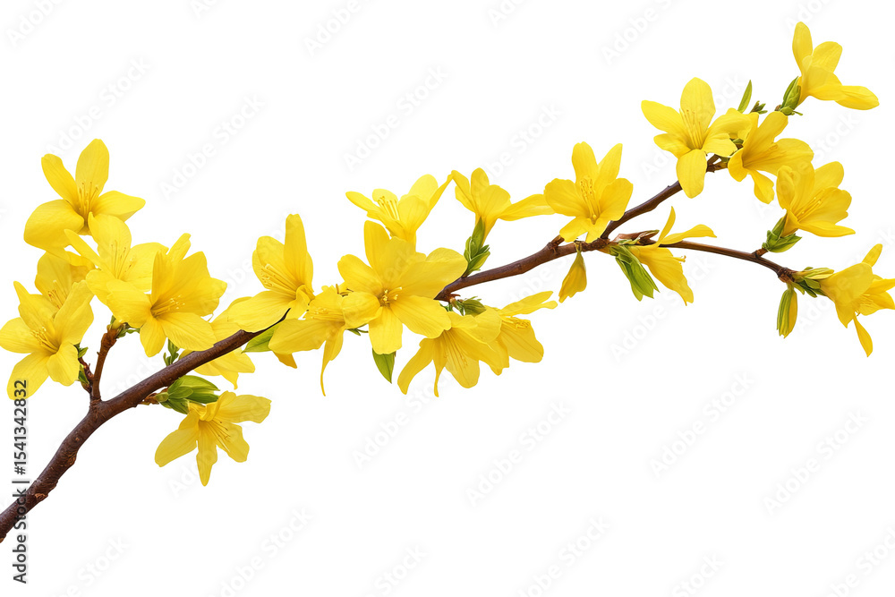Wall mural high-resolution forsythia flower cluster png on transparent background botanical cutout for spring f