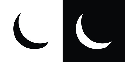 Moon icon in flat black solid vector set