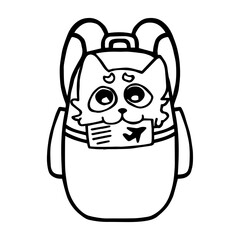 Vector illustration of a cat in a backpack. Traveling with pets. Основные RGB