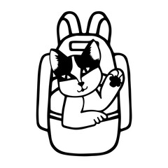 Vector illustration of a cat in a backpack. Traveling with pets. Основные RGB