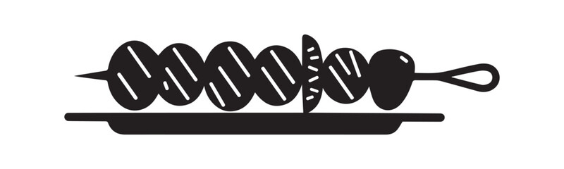 Meat Skewer and Kebab Silhouette Icon Vector Illustration