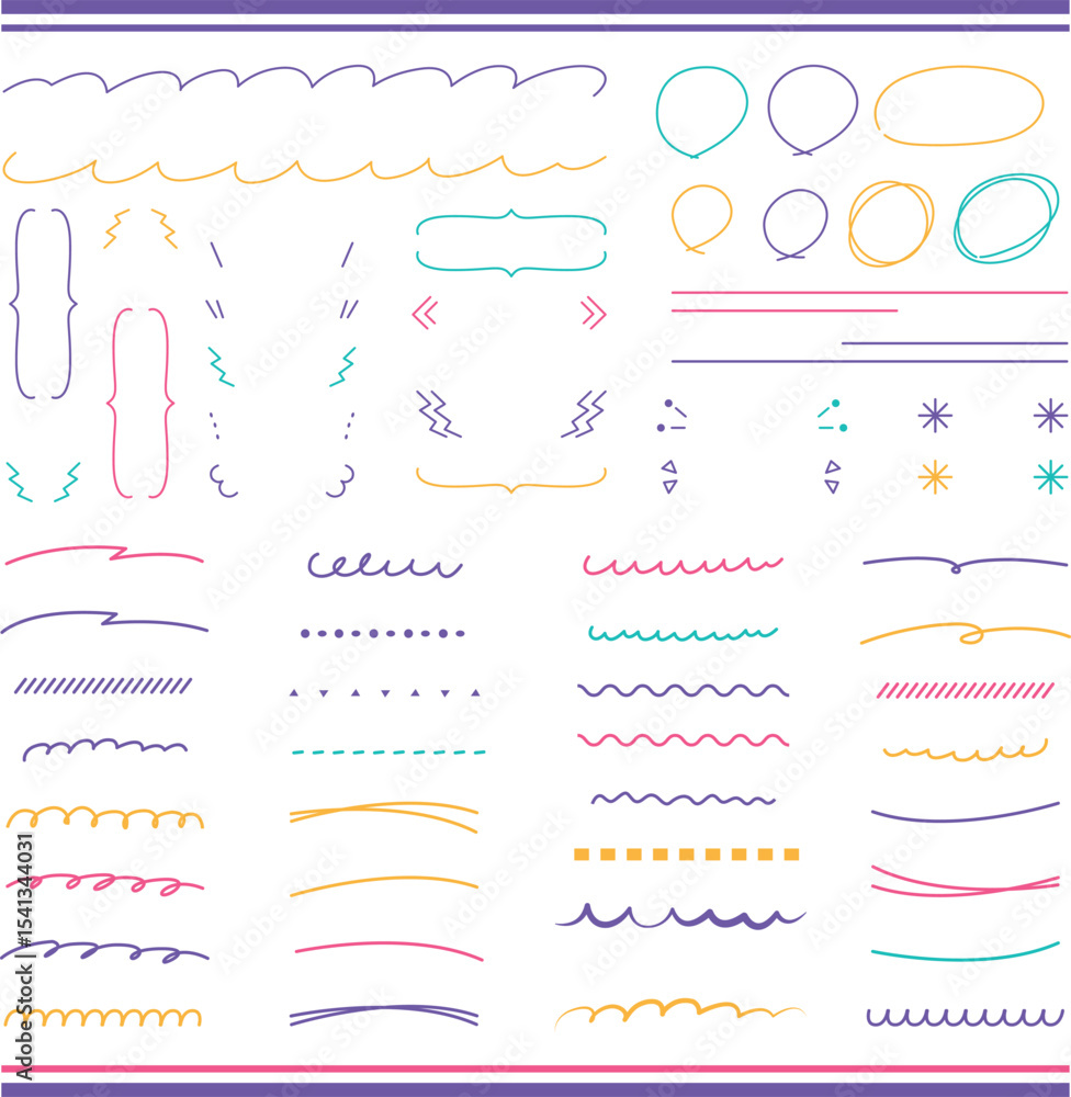 Fototapete vector hand drawn set of underlines and highlight lines