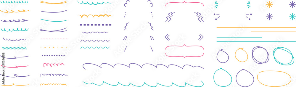 Fototapete vector hand drawn set of underlines and highlight lines