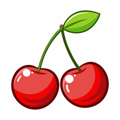 Cherry Pair Vector | Generative AI & Linocut Silhouette Design