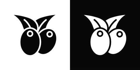 Obraz premium Olive icon in flat black solid vector set