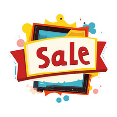 colorful "Sale" text in a vibrant bubble with dynamic lines and shapes, ideal for e-commerce sites, promotional blogs, or marketing campaigns.

