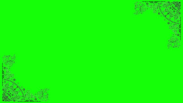 Ornate Decorative Patterned Border on a Vibrant Green Screen Chroma Key Pro Video	
