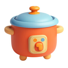 3D of Colorful kitchen appliance pot with lid and knob