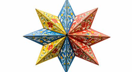 Colorful Handpainted Wooden EightPointed Star Decoration