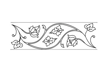 Elegant floral border design in black and white for decorative elements and design projects
