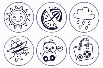 set of vector icons of easter eggs