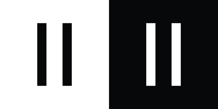 Pause icon in flat black solid vector set