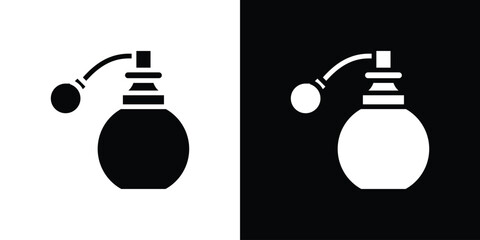Perfume bottle icon in flat black solid vector set