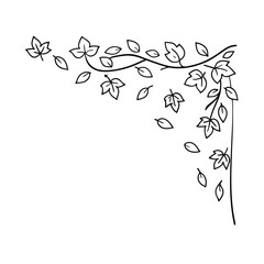 Elegant black and white leaf border design element ideal for decorative graphic projects