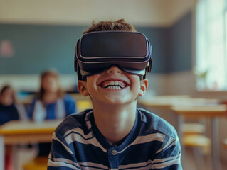 young boy wearing VR 