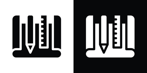 Prototyping icon in flat black solid vector set