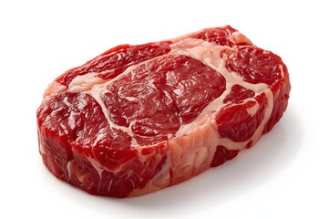 Single raw steak, isolated on white