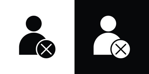 Fototapeta premium Remove user icon in flat black solid vector set