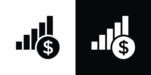 Revenue icon in flat black solid vector set