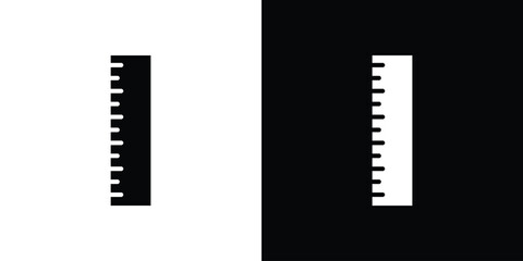 Ruler icon in flat black solid vector set