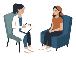 Therapist and Patient Engaging in Collaborative Session Illustration