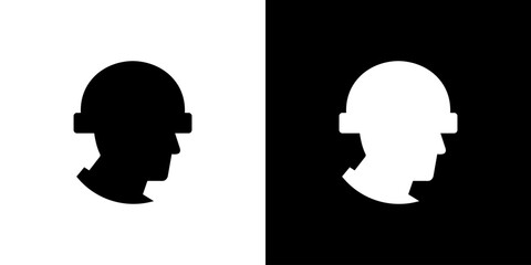 Army head with helmet silhouette black icon logo soldier military graphic