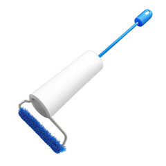 White cleaning tool with blue bristles and handle