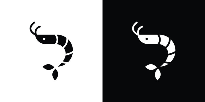Shrimp icon in flat black solid vector set