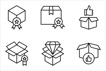 Quality Product Icon Set, Box line icons. Package, delivery boxes, vector illustration on white background