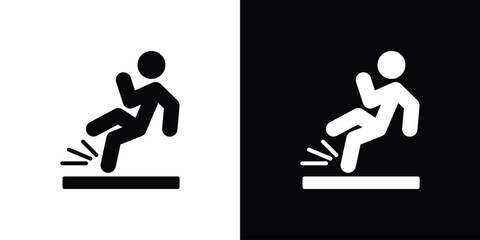 Slippery floor icon in flat black solid vector set