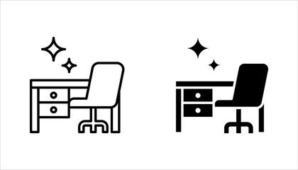 Cleaning table desk linear icon set. Keeping workplace clean. vector illustration on white background