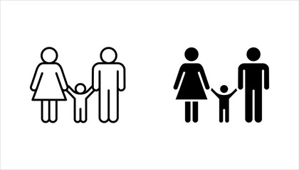 Family icon set, parents and child,  Containing parents, mother, father, children, vector illustration on white background
