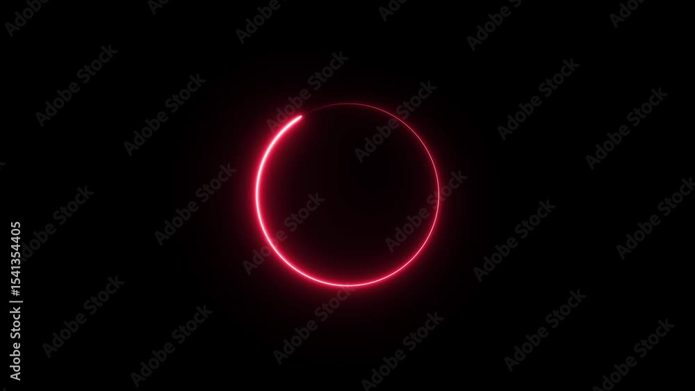 Wall mural neon line circular lens animation. neon glowing loading bar. abstract neon circle loading icon anima